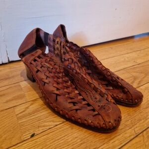 PIKOLINOS Brown Woven Leather Heels